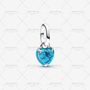 Pandora Turquoise-coloured Heart Mini Dangle Charm